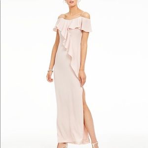 🔥❤️NWT pink Cold shoulder flounce crepe dress